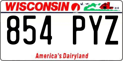 WI license plate 854PYZ