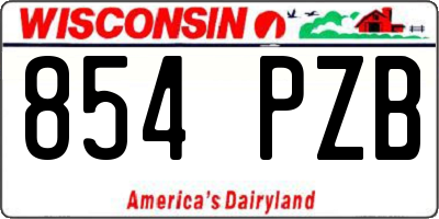WI license plate 854PZB