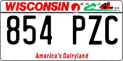 WI license plate 854PZC