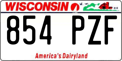 WI license plate 854PZF