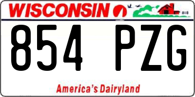WI license plate 854PZG