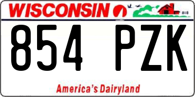 WI license plate 854PZK