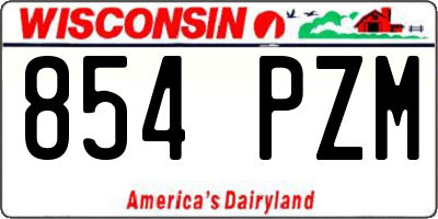 WI license plate 854PZM