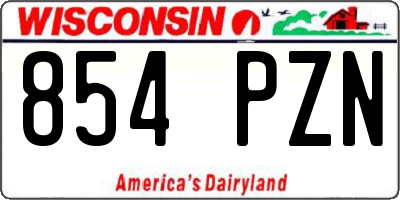 WI license plate 854PZN