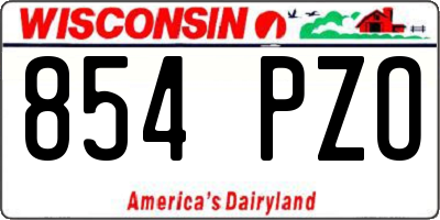 WI license plate 854PZO