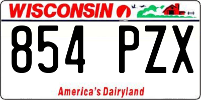 WI license plate 854PZX