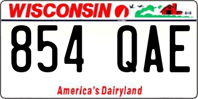 WI license plate 854QAE