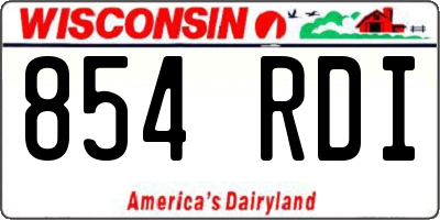 WI license plate 854RDI