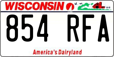 WI license plate 854RFA