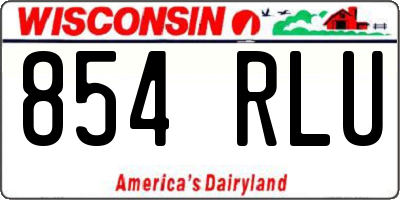WI license plate 854RLU