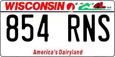 WI license plate 854RNS