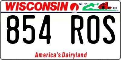 WI license plate 854ROS