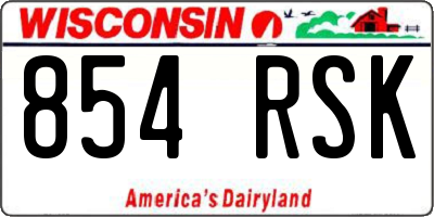 WI license plate 854RSK