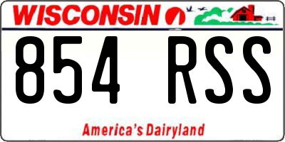 WI license plate 854RSS
