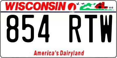 WI license plate 854RTW