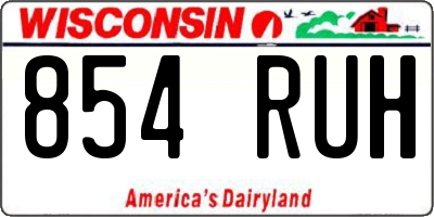 WI license plate 854RUH