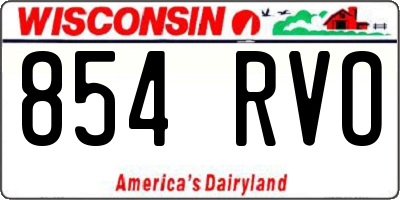 WI license plate 854RVO