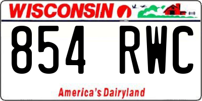 WI license plate 854RWC
