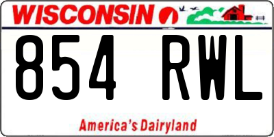WI license plate 854RWL