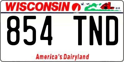 WI license plate 854TND