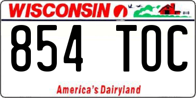 WI license plate 854TOC