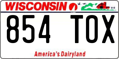 WI license plate 854TOX