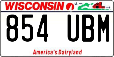 WI license plate 854UBM