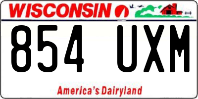 WI license plate 854UXM