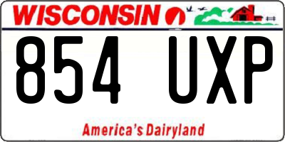 WI license plate 854UXP