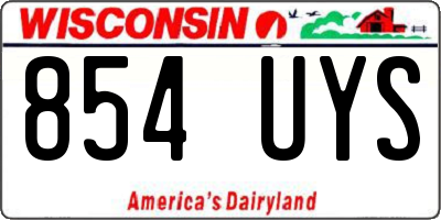 WI license plate 854UYS