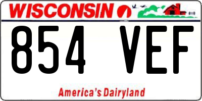 WI license plate 854VEF