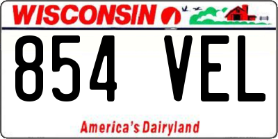 WI license plate 854VEL