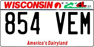 WI license plate 854VEM