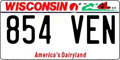 WI license plate 854VEN