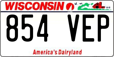 WI license plate 854VEP