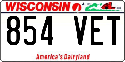 WI license plate 854VET