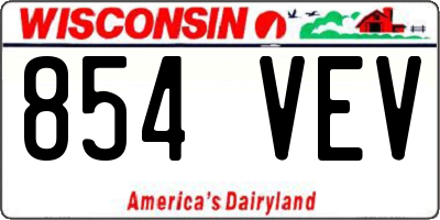 WI license plate 854VEV