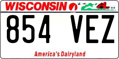 WI license plate 854VEZ