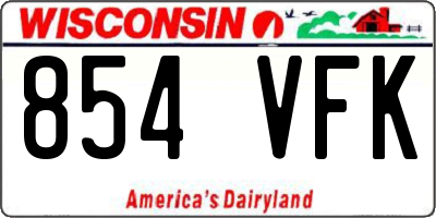 WI license plate 854VFK