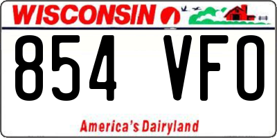 WI license plate 854VFO