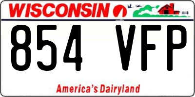 WI license plate 854VFP