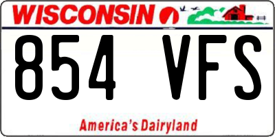 WI license plate 854VFS