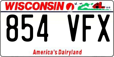 WI license plate 854VFX