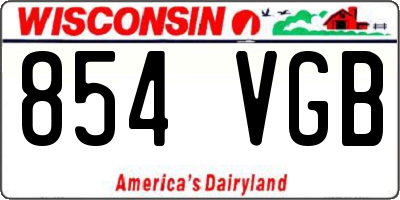 WI license plate 854VGB