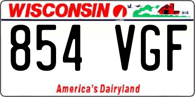 WI license plate 854VGF