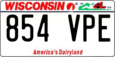 WI license plate 854VPE