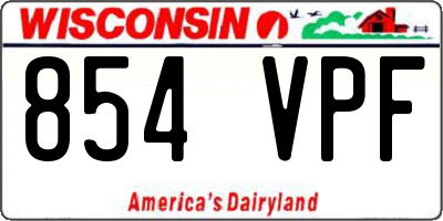 WI license plate 854VPF