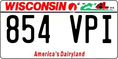 WI license plate 854VPI