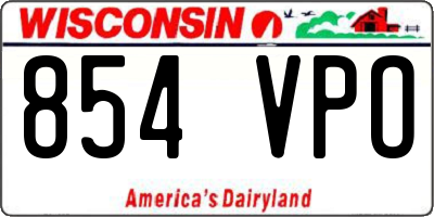 WI license plate 854VPO