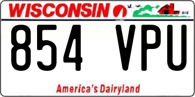 WI license plate 854VPU